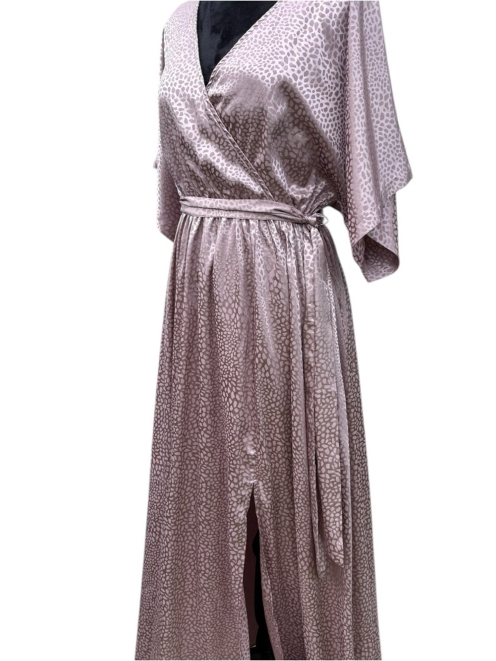 Baltic Born Leopard Jacquard Mauve Wrap Maxi Dress Sz S - Picture 3 of 10